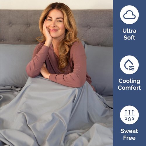 Comfy Twin Size 3 Piece Sheet Set by [Brand Name] - Breathable & Cooling Hotel Luxury Bedding - Deep Pockets, Soft & Wrinkle-Free - Oeko-Tex Certified - Steel Blue