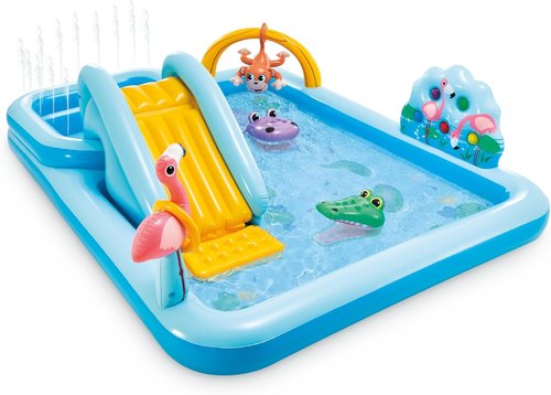 Intex Inflatable Jungle Adventure Play Center - 96" x 78" x 28" Kiddie Pool & Water Slide for Kids
