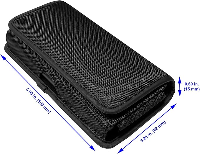 Eaglecell Nylon Cellphone Holster for iPhone 12/13/14/15/16/17 Pro, Cricket Debut Smart,Samsung Galaxy S23 S24 S25 5G Horizontal Case Canvas Waist Carrying Pouch with Belt Clip/Loops, Black