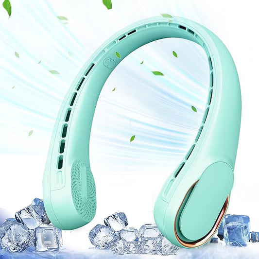 ASNUG Portable Neck Fan, Neck Fans for Women, 4000 mAh Rechargeable Personal Fan,360° Hands Free Bladeless Fan, 3 Speeds Adjustable, Faster Cooling, Super Quiet, Suitable for Home, Office, Travel
