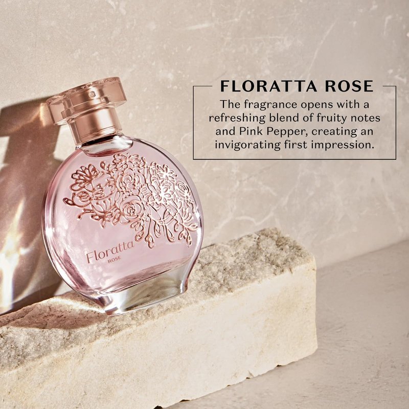 O Boticário Floratta Rose Eau de Toilette, Long-Lasting Floral Rose Fragrance Perfume for Women, 2.5 Ounce