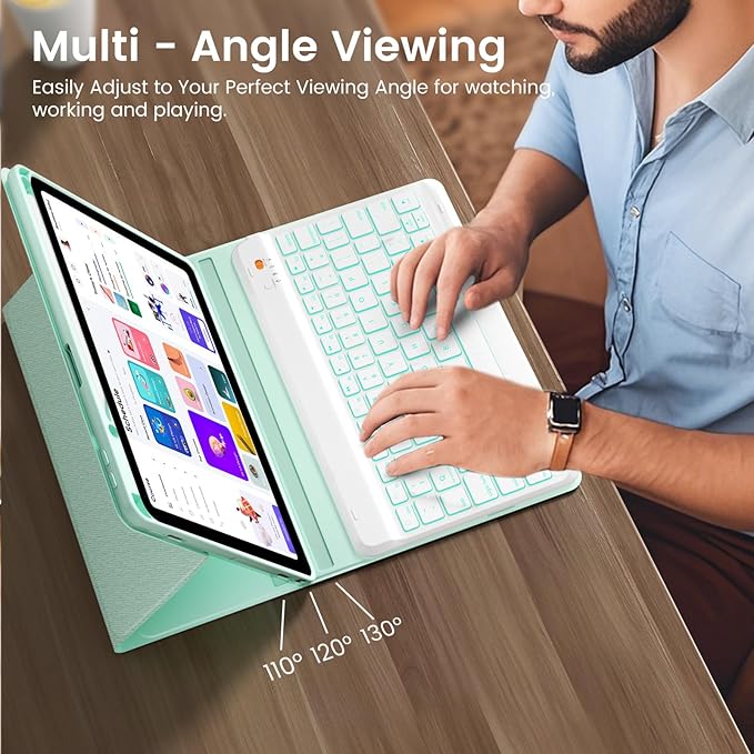 OPAKIT Keyboard Case for iPad Air 5th/4th Generation 10.9 Inch (2022/2020) Compatible with iPad Pro 11 Inch 1st–4th Generation, Detachable Wireless Keyboard with 7-Color Backlit and Pencil Holder