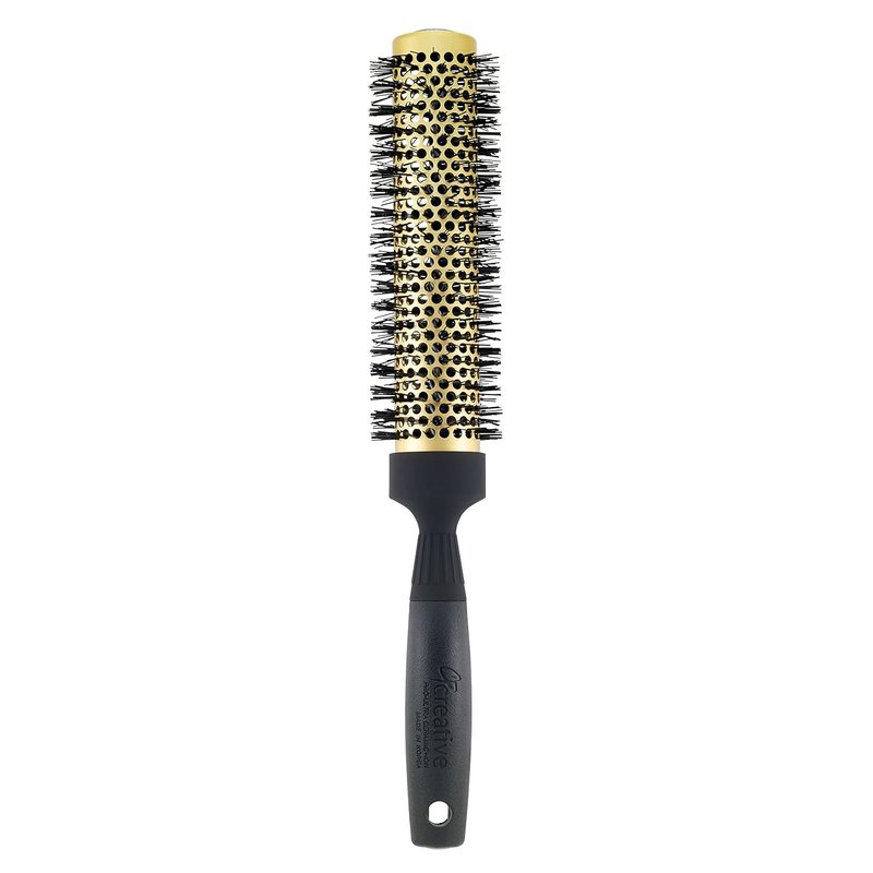 Gold Nano Ceramic 7.5-Inch Long Barrel Hair Styling Brush - Ion Wavy Bristles for Effortless Waves