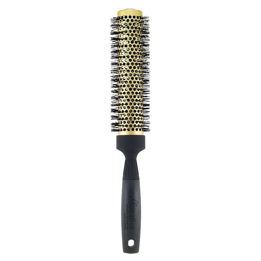 Gold Nano Ceramic 7.5-Inch Long Barrel Hair Styling Brush - Ion Wavy Bristles for Effortless Waves