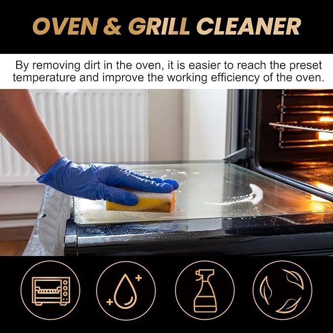 Oven and Grill Cleaning Spray – Dissolves Grease in 5 Minutes, No Scrubbing Required, Removes Odors, Eliminates Thick Grease & Build Up, Grease Remover, 3.38 Floz (3pcs)