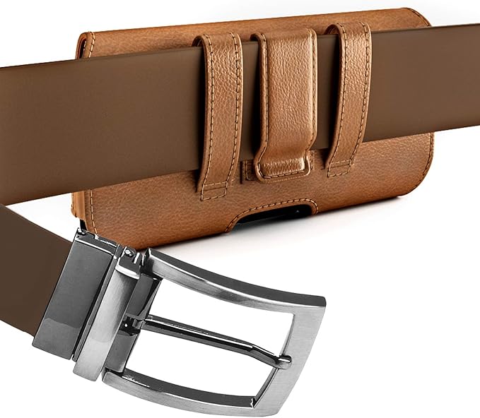 DeBin Case for Samsung Galaxy S26+ Plus 5G S25+ S24+ S23+ S22+ S21+, S10+ S8+ S9+, S23 FE, S21 FE, A20, A30, Cell Phone Belt Holster Clip Carrying Pouch Holder Cover (Fits Otterbox Commuter) Brown