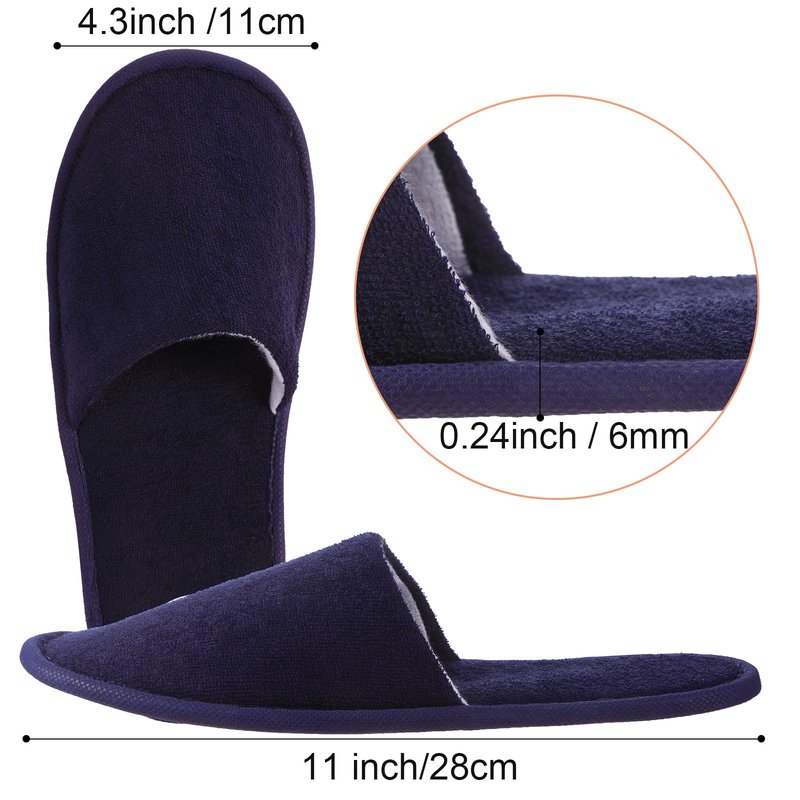 Geyoga 12 Pair Disposable House Slippers for Guests Non Slip Spa Hotel Disposable Slippers Washable Reusable for Wedding Bride Travel Shoeless Home Bathroom(Black, Brown, Navy Blue, Dark Gray,L)