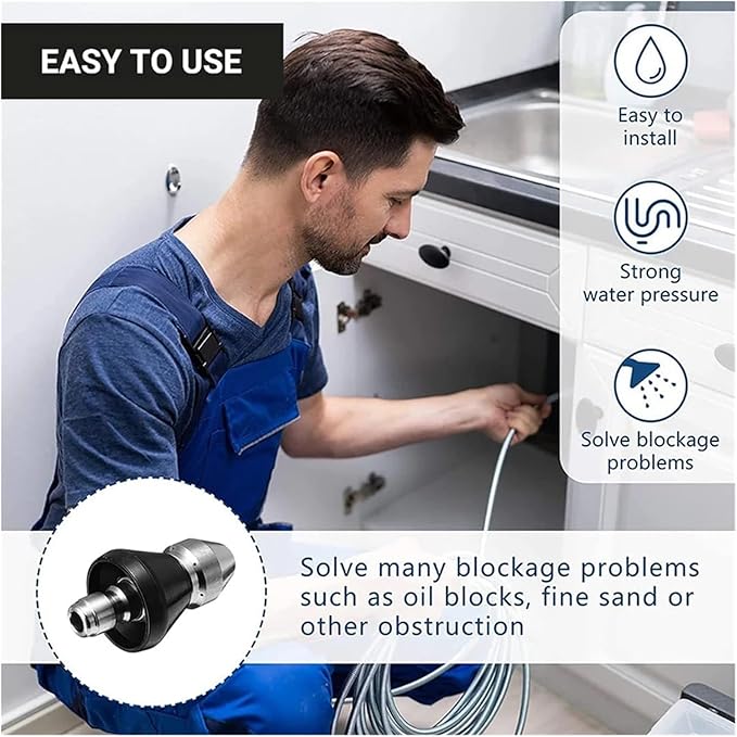 Sewer Cleaning Tool High Pressure Turbo Washer Nozzle Gutter Cleaning Tool Massage Clogged Pipes Opens Clogging Of Sewage Pipes(A)
