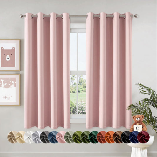 MIULEE Baby Pink Blackout Curtains - Thermal Insulated Room Darkening Drapes | 63 Inches Long, 2 Panels