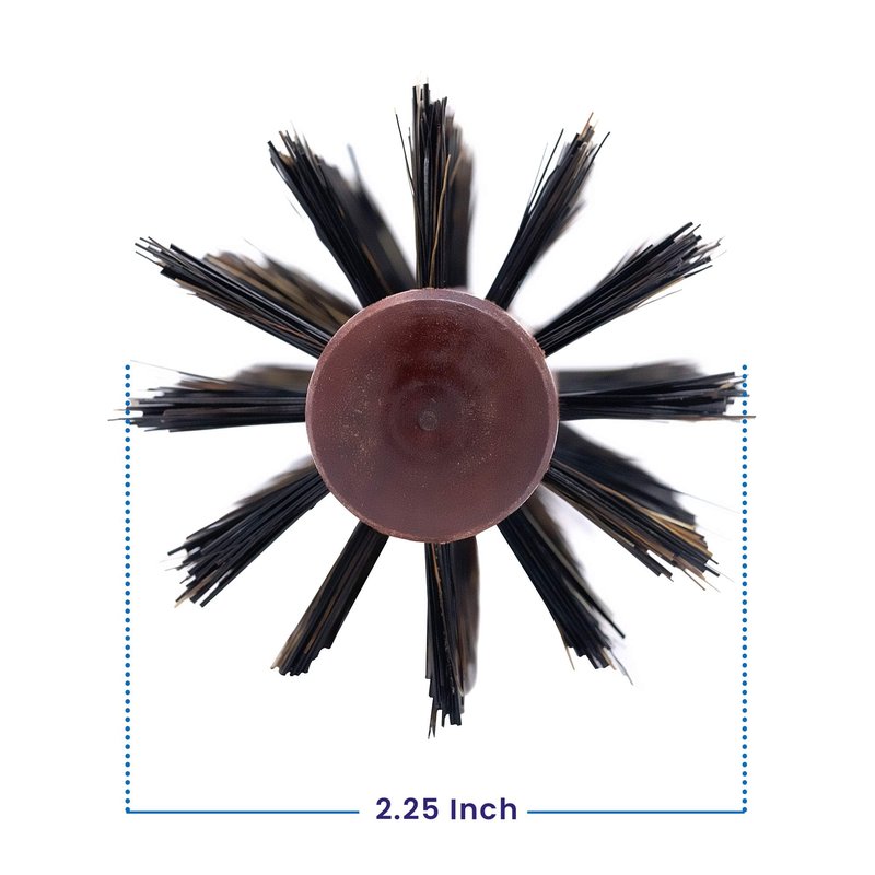 Spornette Italian Round Boar Bristle Brush - Large Round Brush for Blow Drying, Styling & Volumizing - Wooden Brush for Medium to Long Thick, Fine, Curly or Straight Hair (2.25 inch)