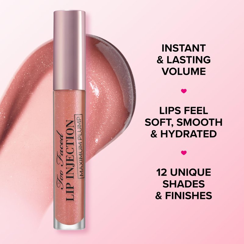 Too Faced Lip Injection Maximum Plump Extra Strength Lip Plumper Gloss | Hydrating, Volumizing, + Plumping, 0.14 Fl Oz, Blueberry Buzz