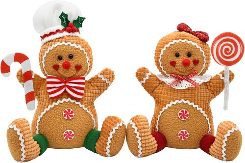 CRCZK Gingerbread Christmas Decorations - Plush Candy Cane Centerpieces for Festive Indoor Decor