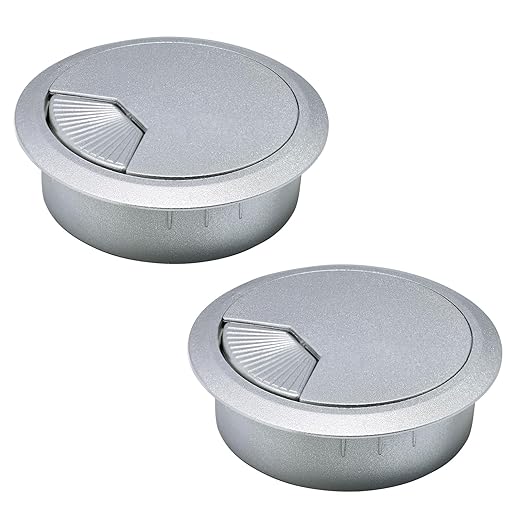 EASYEAH 2 Pcs Desk Grommet 2-1/16" / 53 mm, Desk Cord Hole Cover, Cable Grommet ABS Plastic, Desk Hole Grommet for Home & Office Pc, Detachable Adjustable Cable Cord Organizer-Silvery