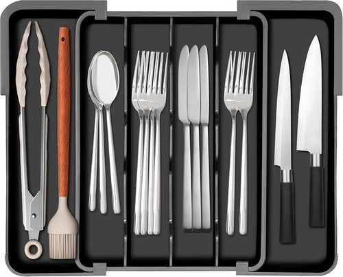 Homecor Silverware Organizer - Expandable Utensil Holder for Kitchen Drawers | BPA-Free Flatware Tray