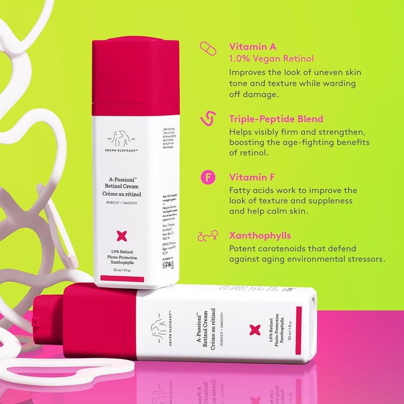 Drunk Elephant A-Passioni Retinol Cream - 1% Retinol Serum for Youthful Skin | 30 ml/1 fl oz