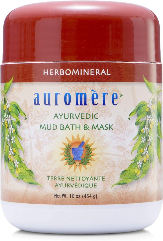 Auromere Ayurvedic Indian Healing Clay Mask for Natural Skin Care - Exfoliating Body Scrub and Facial Mask for Skin and Face Care - Mud Mask Unclogs Pores and Rejuvenates Sensitive or Oily Skin - 16oz