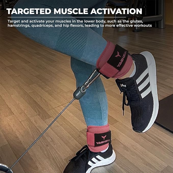 YAGHZU Ankle Straps for Cable Machines Women, Glute Kickback Cable Machine Attachments, Gym Ankle Cuffs, Wrist Cuffs for Workout, Leg Training Accessory, Fitness Gear for Home or Gym