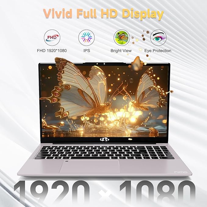 NIMO Gaming Laptop 15.6" with AMD Ryzen 7 7735HS Processor & Radeon 680M Graphics, Backlit Keyboard, Fingerprint Login, 101W Type-C Fast Charge