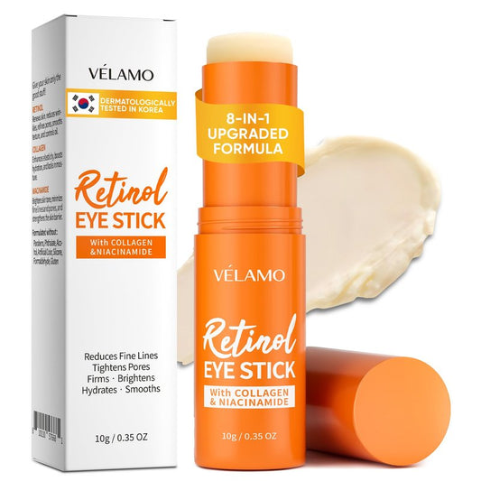 VELAMO ADVANCED Retinol Eye Stick: Plumping & Smoothing Under Eye Balm for Dark Circles, Puffiness & Wrinkles - Made in Korea, Upgraded Formula with Collagen, Niacinamide & Peptides, 0.35 OZ/10g