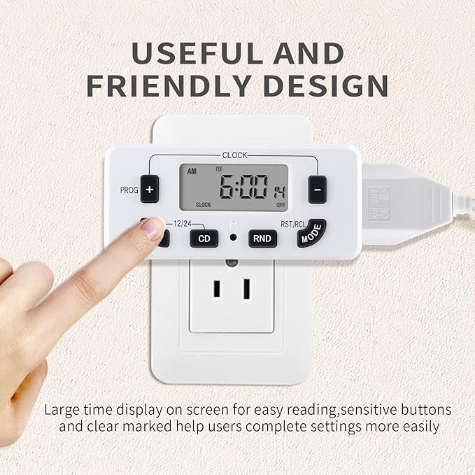M EGA MEGACUBE 7 Day Programmable Digital Timer Outlet, Indoor Timer with Single Plug-in, Suitable for Lamp, Fan, Aquarium, 15A 1/2HP, 2 Pack