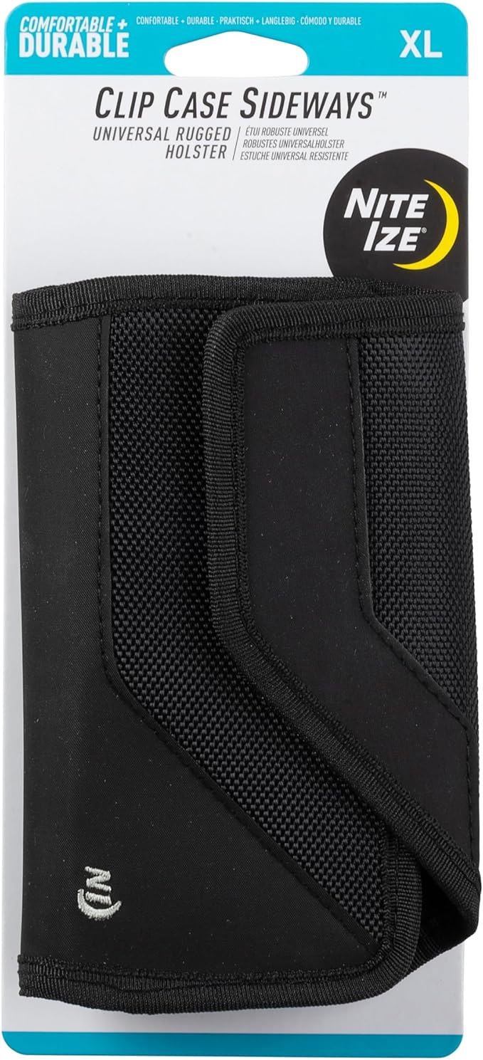 Nite Ize Clip Case Sideways Universal Rugged Holster - Belt Clip Phone Case for Easy Access - Heavy Duty & Protective - Multi-Purpose - Durable Design - Horizontal, XL