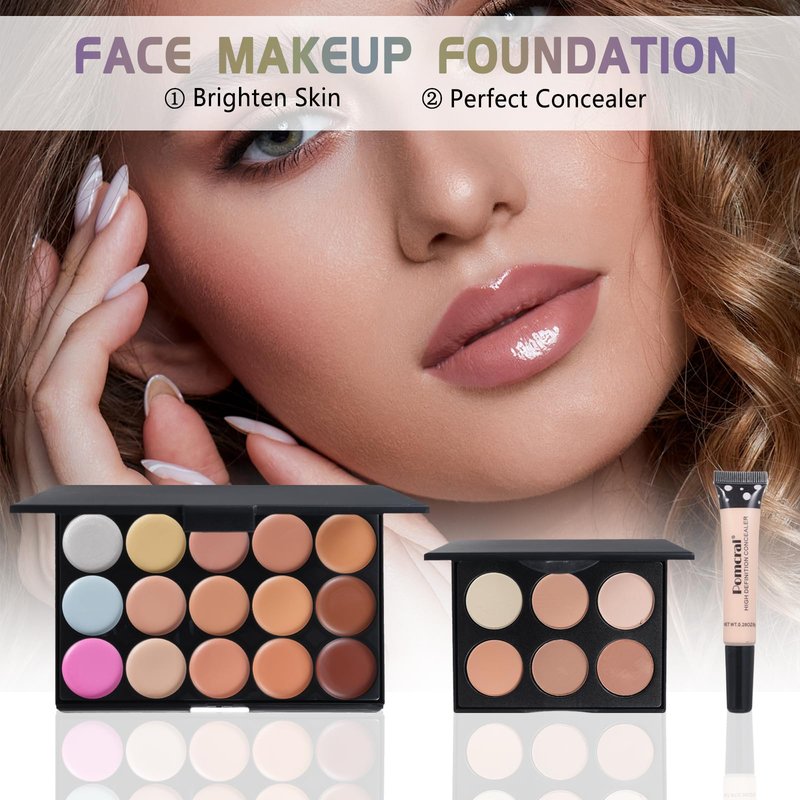 Pomcral All In On Makeup Kit Makeup Set For Teens, Women, Girl and Beginners Includes Eyeshadow Concealer Palette Lip Gloss Set Lipstick Eye Pencil Makeup Brushes