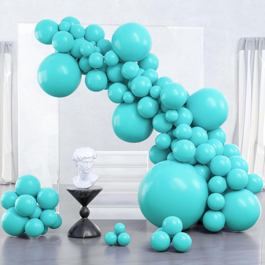 PartyWoo Teal Balloons - 100 Pcs Assorted Sizes (5" to 36") for Stunning Balloon Garlands & Arches
