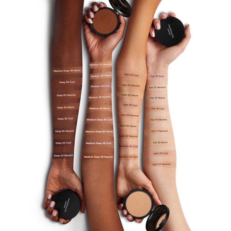 bareMinerals Barepro 24HR Skin-Perfecting Powder Foundation, Matte Pressed Powder Foundation Full Coverage with Plant-Based Squalene, Oil Control, Vegan - Fair 17 Neutral