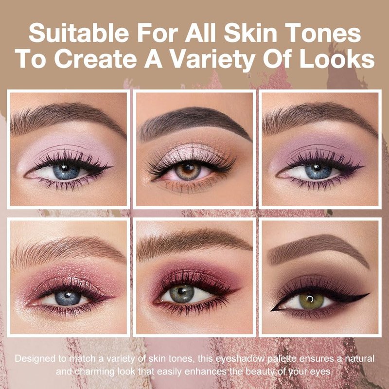 Kaely 6 Colors Mini Rose Pink Eye Shadow Palette Makeup, Mauve Plum Matte Shimmer Eyeshadow Palette for Older Women Highly Pigmented Waterproof, paleta de sombras de ojos, Vegan & Cruelty-free, 04
