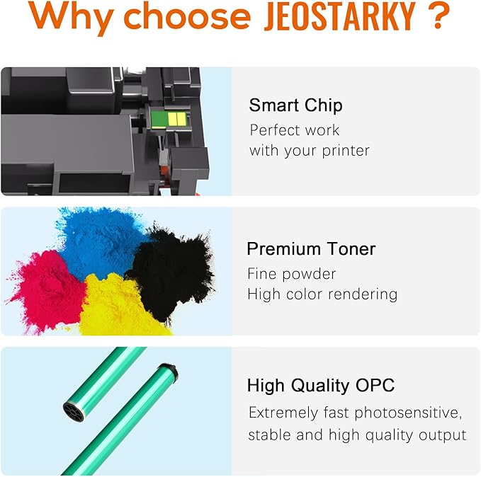 Jeostarky 414x Toner Cartridges 4 Pack High Yield Replacement for HP 414x Toner 414a W2020x Compatible with HP Color Laserjet Pro MFP M479fdw M479fdn M454dw M454dn M480f Printer