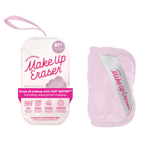 The Original MakeUp Eraser Mini PRO, Erase All Makeup With Just Water, Including Waterproof Mascara, Eyeliner, Foundation, Lipstick, Sunscreen and More! Silver Infused, 1ct