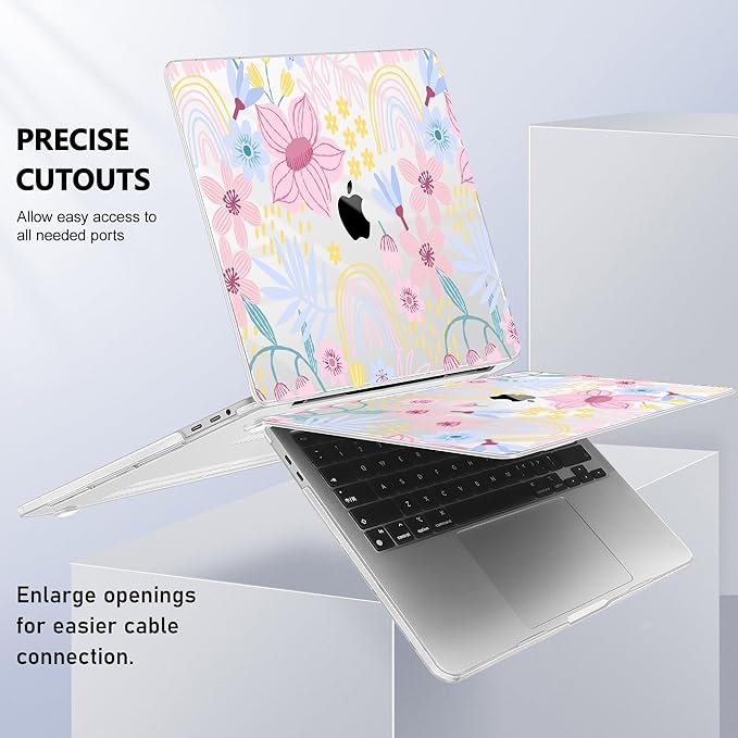 Lepeoac for MacBook Pro 16 inch Case 2019 2020 Release Model A2141, Plastic Hard Shell Cover with Keyboard Cover & Screen Protector for MacBook Pro 16 inch with Touch Bar & Touch ID, Florals