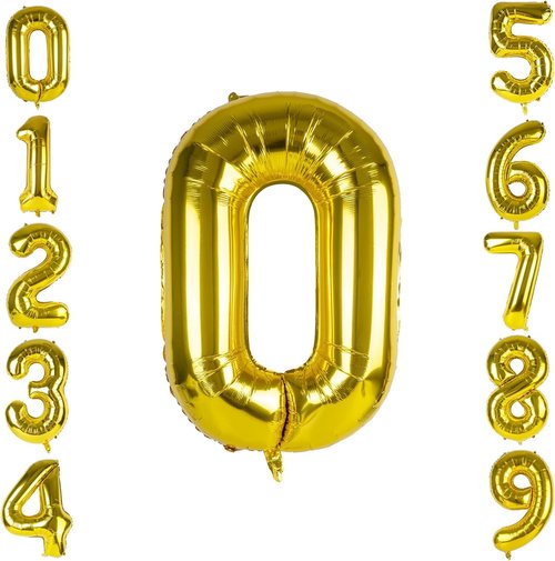 Gold 40-Inch Number Balloon | Giant Foil 0 Balloon for 0th Birthday & Wedding Anniversary Celebrations