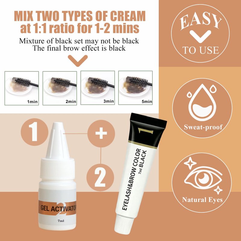 Eyelash & Eyebrow Color Kit - Professional Lasting 2 Weeks | Natural Ingredients, Safe & Easy to Use 7ML (Brown)