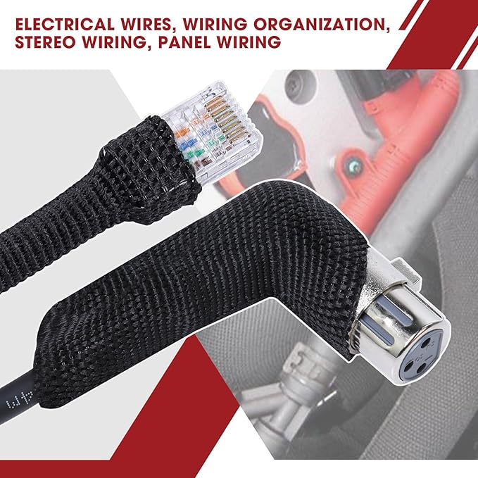 BuyUneed Heat Shrink Wire Loom 2:1 Shrinkable Braided Cable Sleeve 2 Inch ID-25ft Abrasion Protection Flexibility Fabric Wiring Harness Cover Sheath