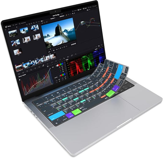 JCPal Davinci Resolve Shortcut Guide Keyboard Cover for Apple MacBook Pro 14 inch / 16 inch (M1–M5), MacBook Air 13 inch / 15 inch (M2–M5) and MacBook Neo (US–Layout)