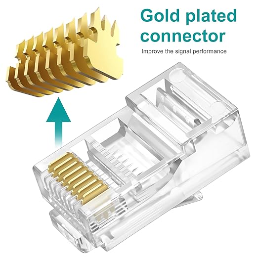 Brileine 100-Pack Cat 6 Pass Through RJ45 Connectors with RJ45 Boots Cover, Simplify Terminations with Ethernet Ends/ Cat6 Ends/ RJ45 Connectors/Cat 6 Connectors/ RJ45 Plugs for Cat6 Cat5e Cables