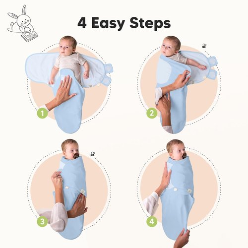 ABC Land Organic Baby Swaddle Sleep Sacks - Soft & Snug for Newborns 3-6 Months | 3-Pack, Large