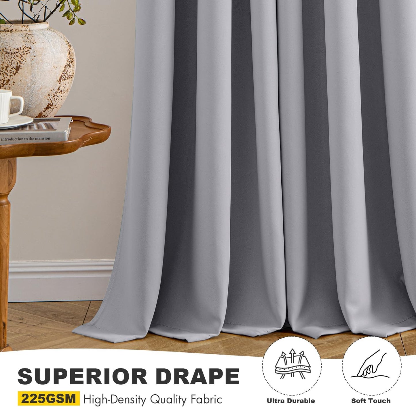 MIULEE Light Grey Blackout Curtains - Thermal Insulated Room Darkening Drapes | 54-Inch Grommet Panels