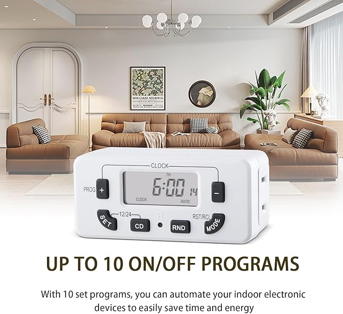 M EGA MEGACUBE 7 Day Programmable Digital Timer Outlet, Indoor Timer with Single Plug-in, Suitable for Lamp, Fan, Aquarium, 15A 1/2HP, 2 Pack
