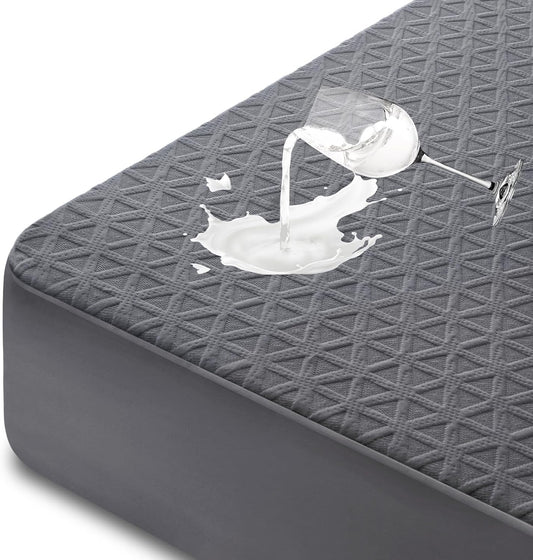 Skiennix Premium Waterproof Mattress Protector - Breathable Cooling Bed Cover | Full Size, Gray, Deep Pocket 8''-21''