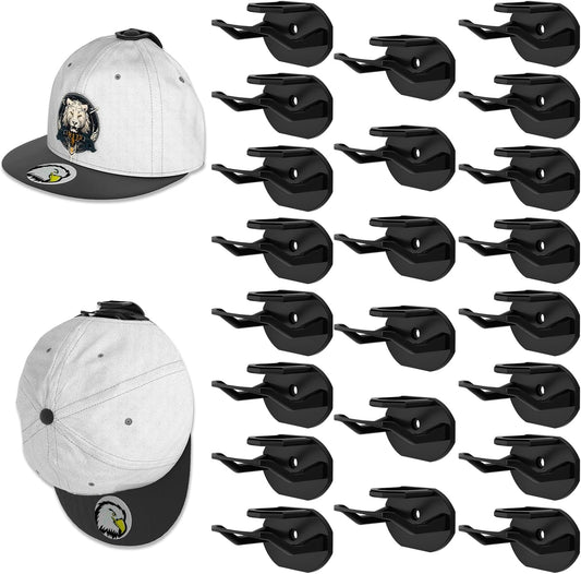 Skiennix 22 Pack Adhesive Hat Hooks - Super Strong Hat Rack for Baseball Caps | No Drilling, Black