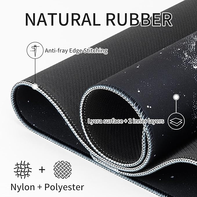 RAINYEAR Large Gaming Mouse Pad(31.5 x 11.8 Inch), Computer Mousepad with Anti-Slip Rubber Base, Smooth Large Keyboard Mouse Pad Mat for Gamer, Office, Home, Black Universe