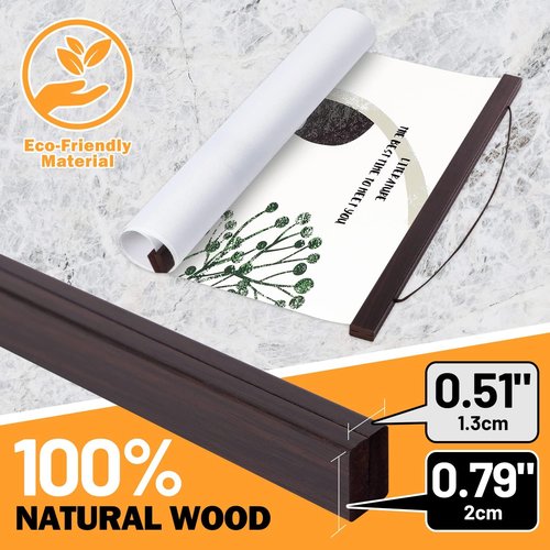 Benjia Magnetic Wooden Poster Frame - Light Wood Design for 17x22, 17x11, 17x24 Artwork | Walnut Finish