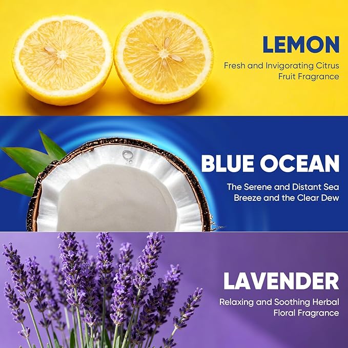 200Ct Aromative Toilet Brush Refills, Toilet Bowl Cleaner Refills, Double-Layer Cleaning Pads Added, Disposable Refill Heads for Toilet Bowl Cleaner Wands，Lemon, Blue Ocean, Lavender （Patented）