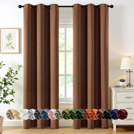 MIULEE Blackout Curtains - Thermal Insulated Room Darkening Drapes | 84-Inch Grommet Panels in Mocha Brown