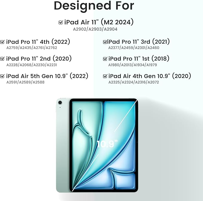 OPAKIT Magnetic Keyboard Case for iPad Air 11-inch (M2 2024) & Pro 11 1st/2nd/3rd/4th,360 Rotation Detachable & 7 Color Backlit BT Keyboard Cover for ipad Air 5th 4th Generation 10.9 inch(Teal)
