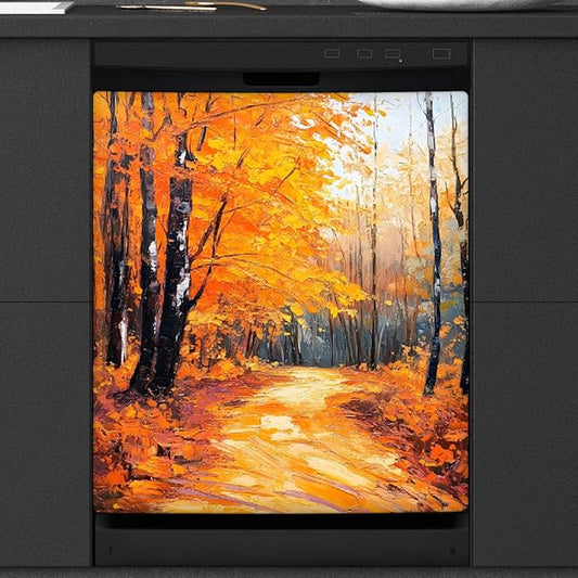 Autumn Forest Painting Dishwasher Magnet Cover for The Front Magnetic Dishwasher Door Covers Dish Washer Sticker Wrap Home Decorative Appliances Panel Decal Kitchen Decor 23" x 26" (Magnetic)