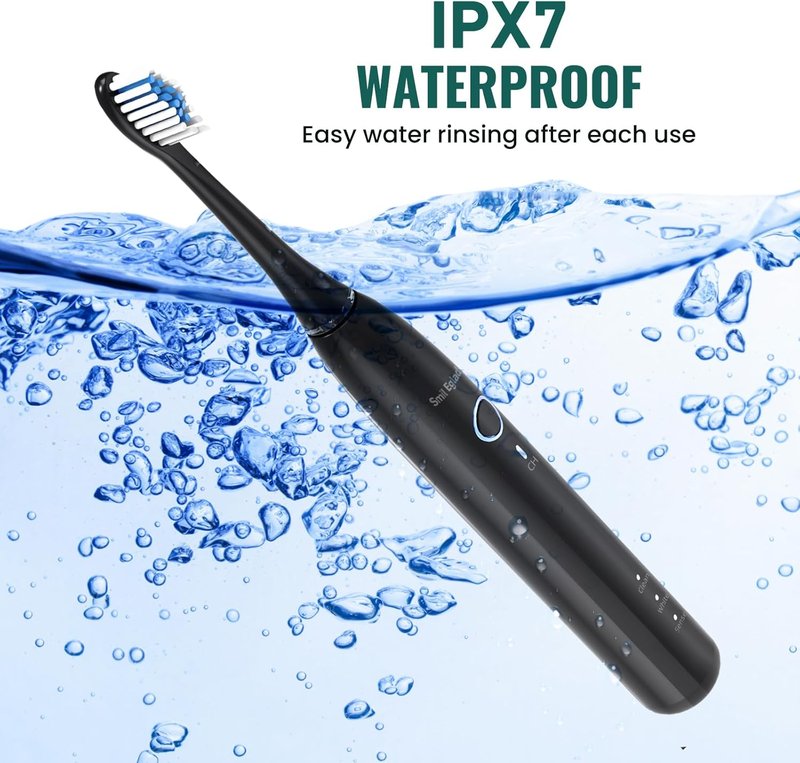 Rechargeable Sonic Electric Toothbrush for Adults - 10 Brush Heads, 3 Modes, 2-Minute Timer | Travel-Friendly Black