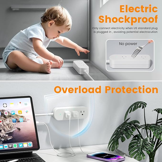 Covozon 3ft Extension Cord, 3 Outlets Small Power Strip, Mountable Power Strip Weatherproof, for Home, Outdoor, Travel.